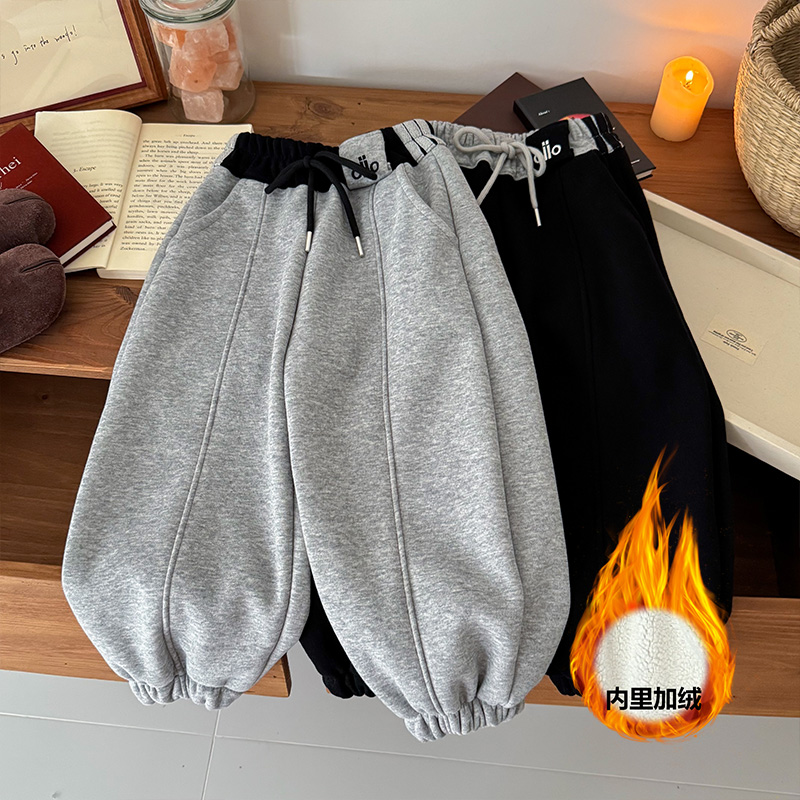 【李美丽专属】儿童冬季男女宝休闲裤保暖加绒腰头撞色卫裤KZ25631