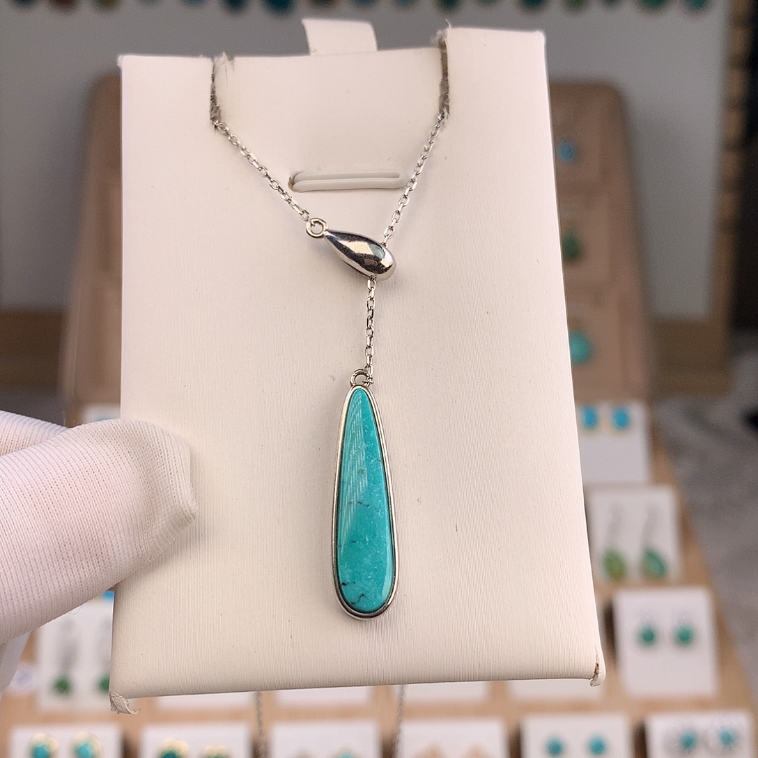 绿松石银S925镶嵌吊坠(不含链)