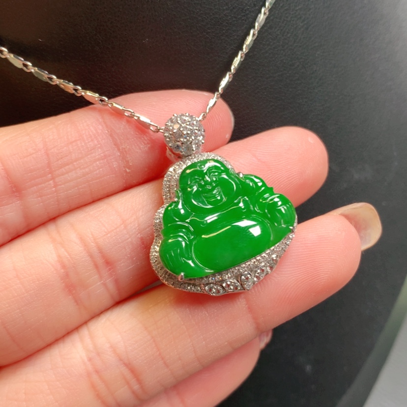 【闪购商品】翡翠吊坠(赠链)18K金镶嵌