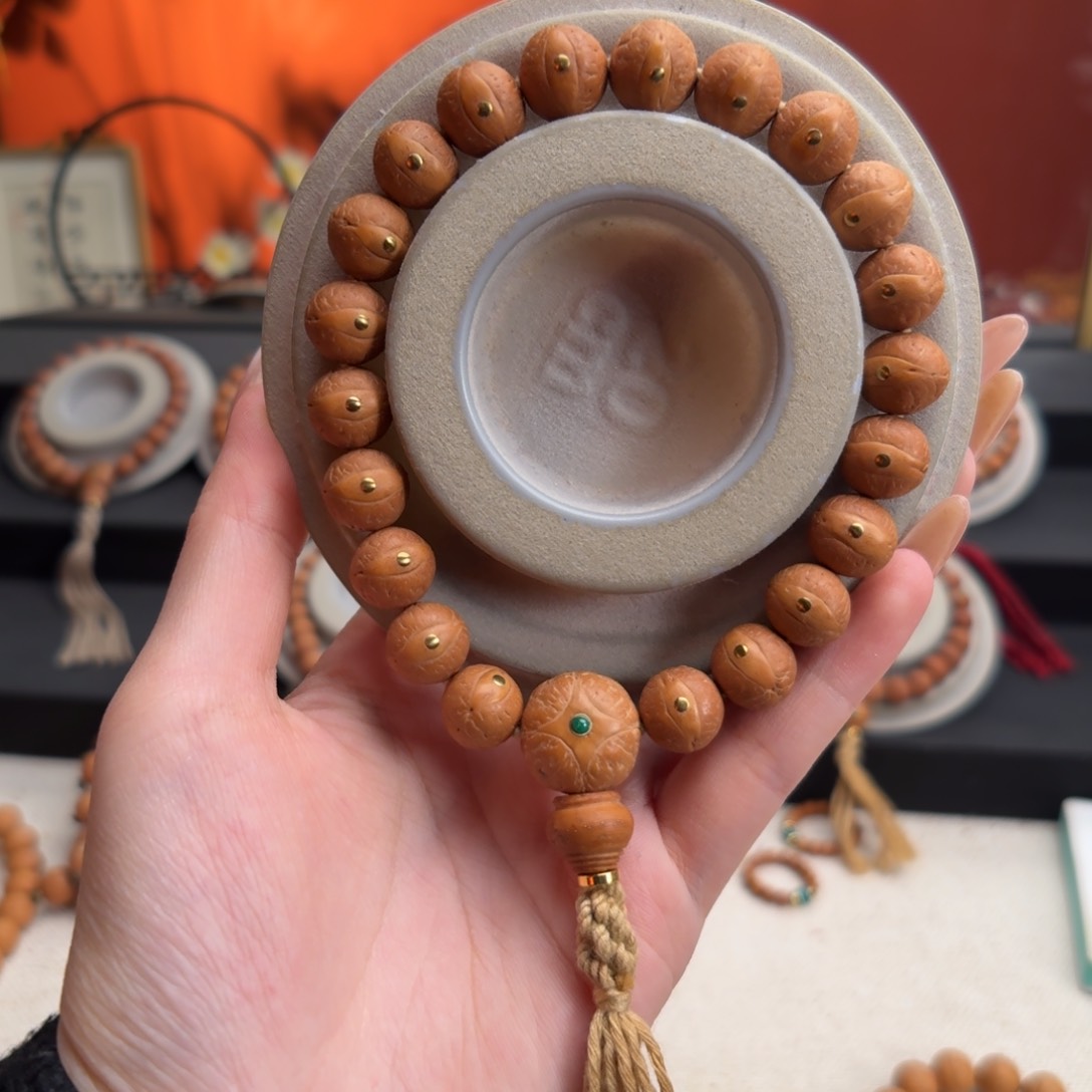 手串凤眼菩提屈***干12mm铁籽单圈铜钉精挑