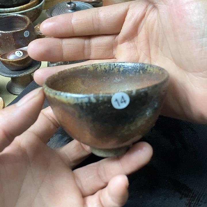 杯手工粗陶、柴烧茶器