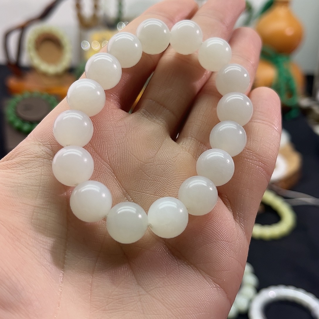 和田玉未镶嵌颈饰青海-白玉手串-12