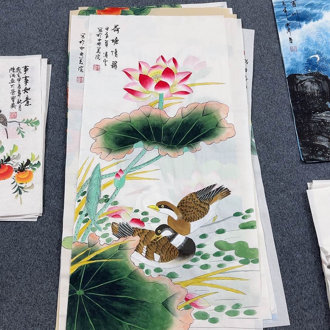 国画尺寸50X100手绘作品 
