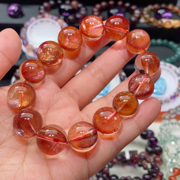 水晶手链未镶嵌浇花手链，晶体通透