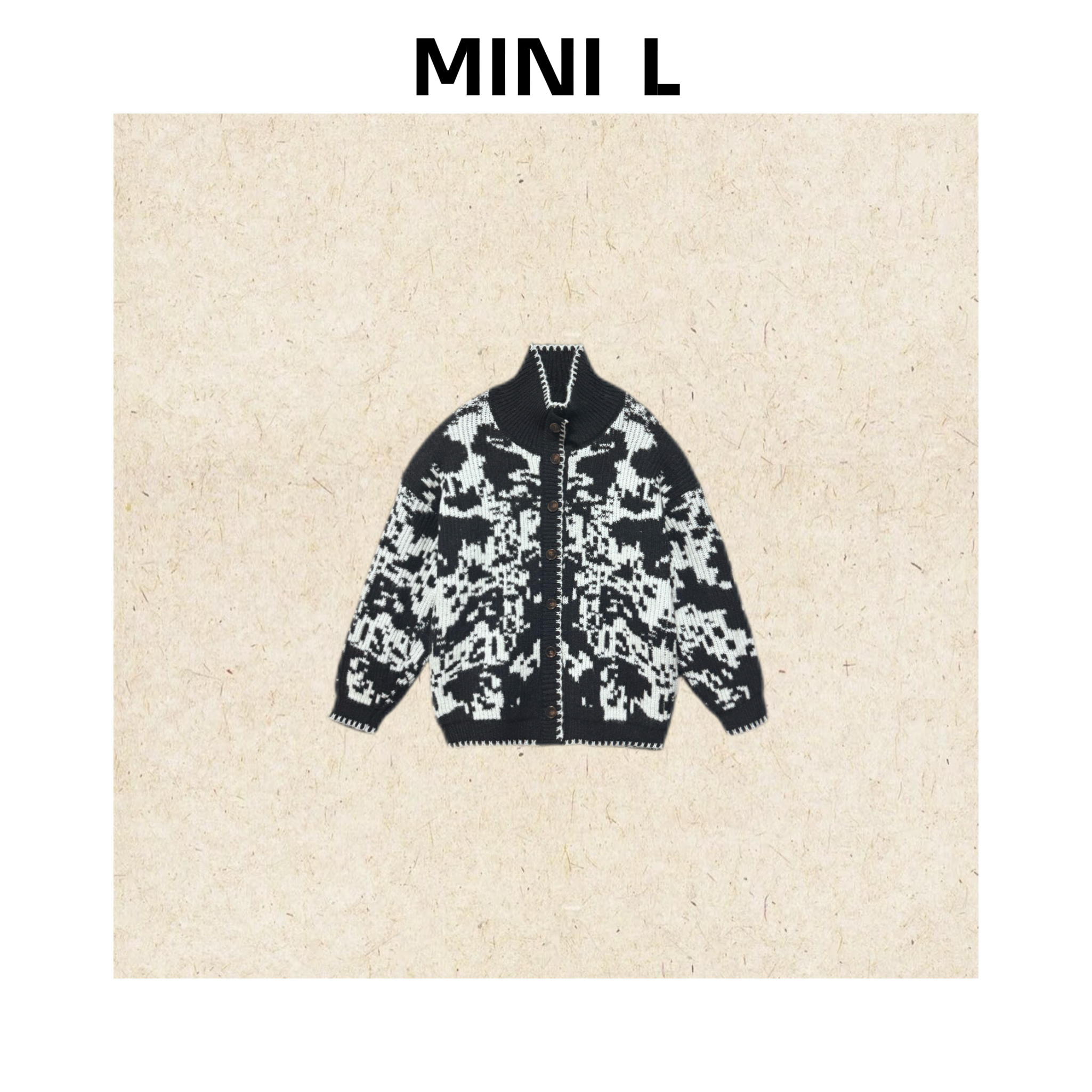 [MINI L]“奶牛毛衣”柔软质感腔调奶牛纹黑白毛衣