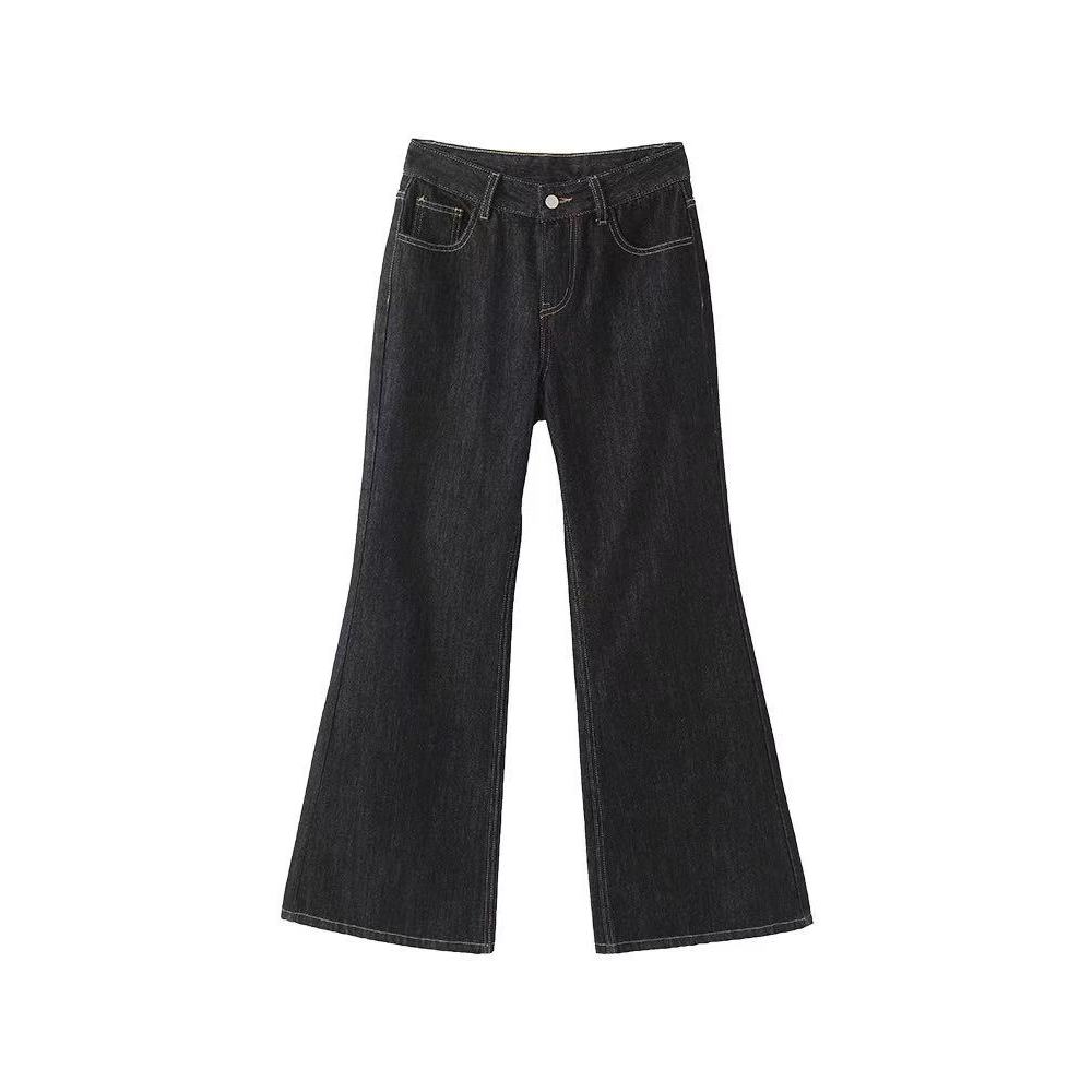 大宝家微喇牛仔裤女春季美式复古高腰显瘦弹力辣妹喇叭裤子2571