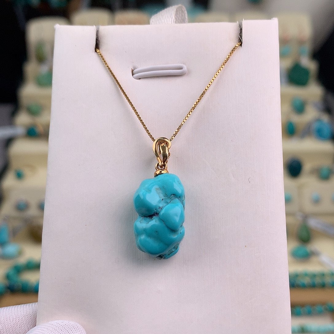 绿松石18K金镶嵌吊坠(赠链)