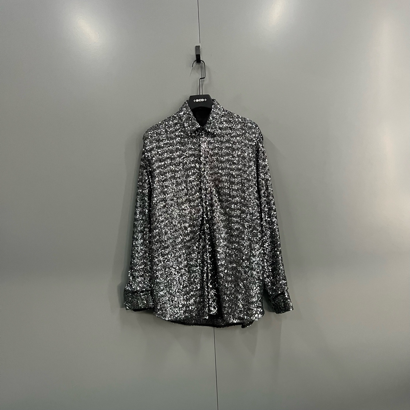 未使用 DIOR/迪奥 ab12 020487 秀款 银色亮片衬衫 39码