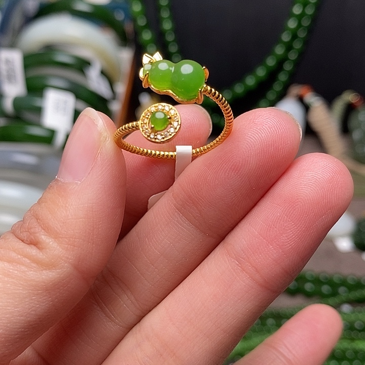 和田玉银S925镶嵌戒指