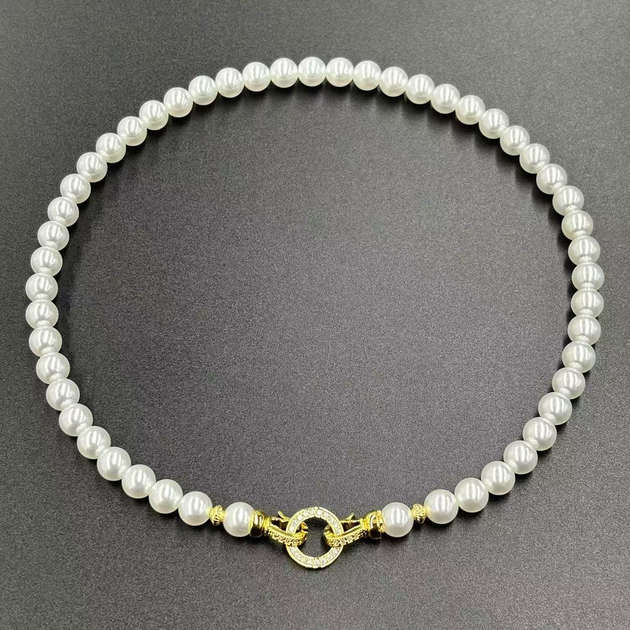 x432-轻奢气质设计款极光白圆珠项链-赠礼盒