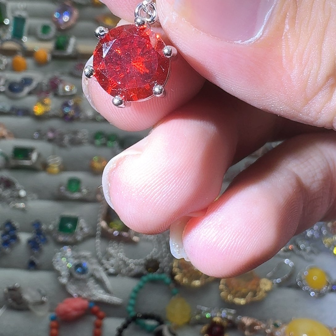 绿水晶戒指银S925镶嵌