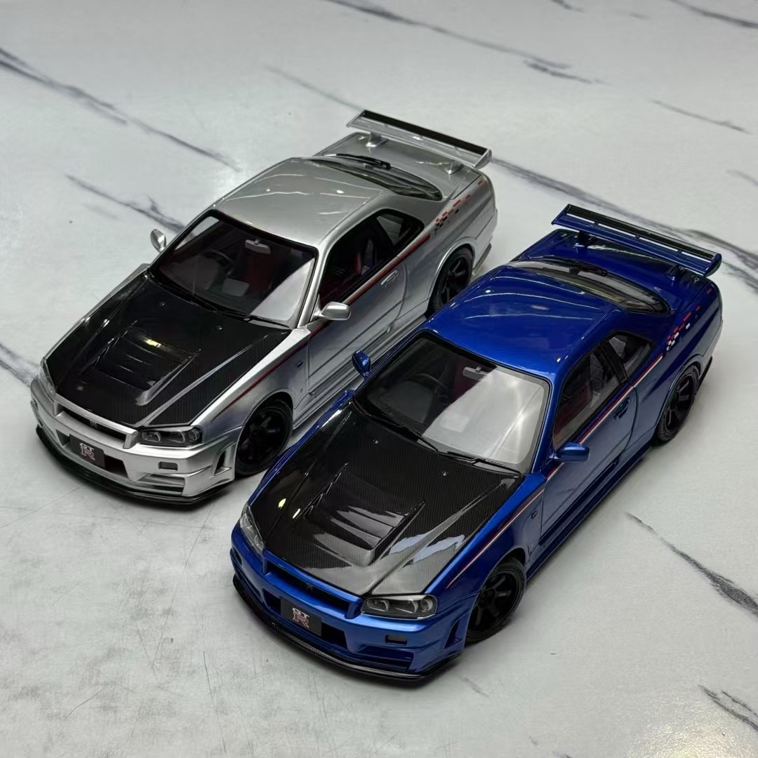 MOTORHELIX 1/18 日产尼桑 GTR R34 Skyline 展会版 合金汽车模型