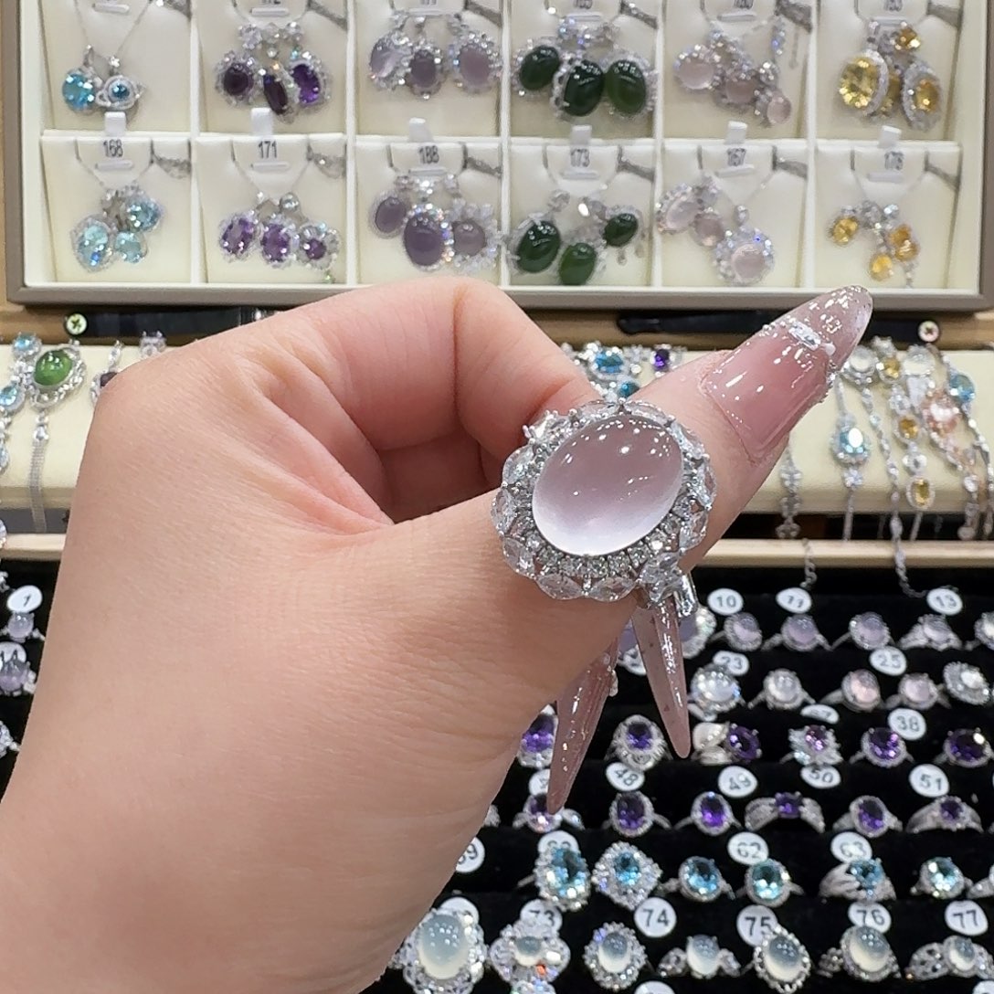 玖***久银S925镶嵌芙蓉石戒指