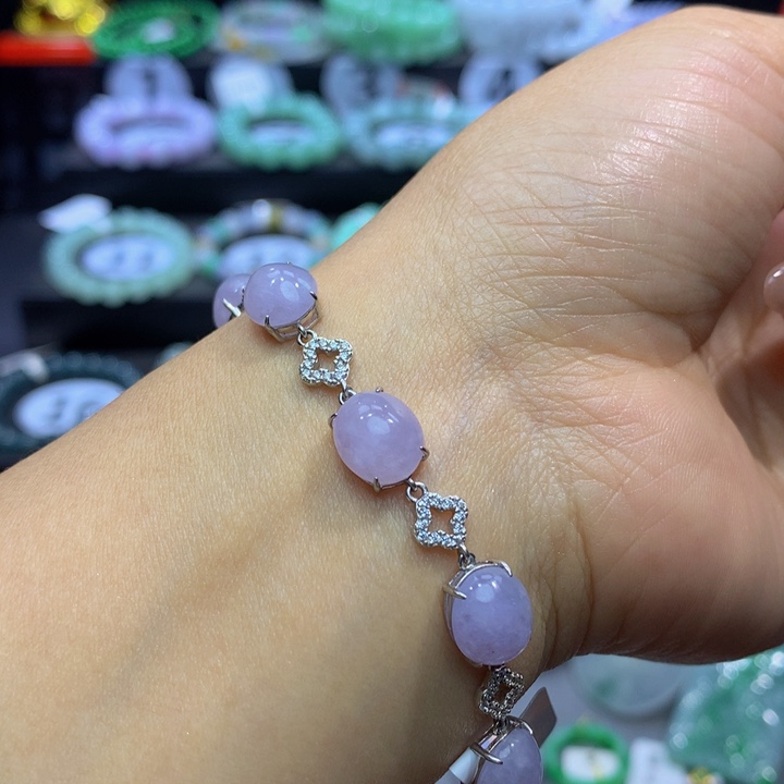 翡翠手链银S925镶嵌翡翠