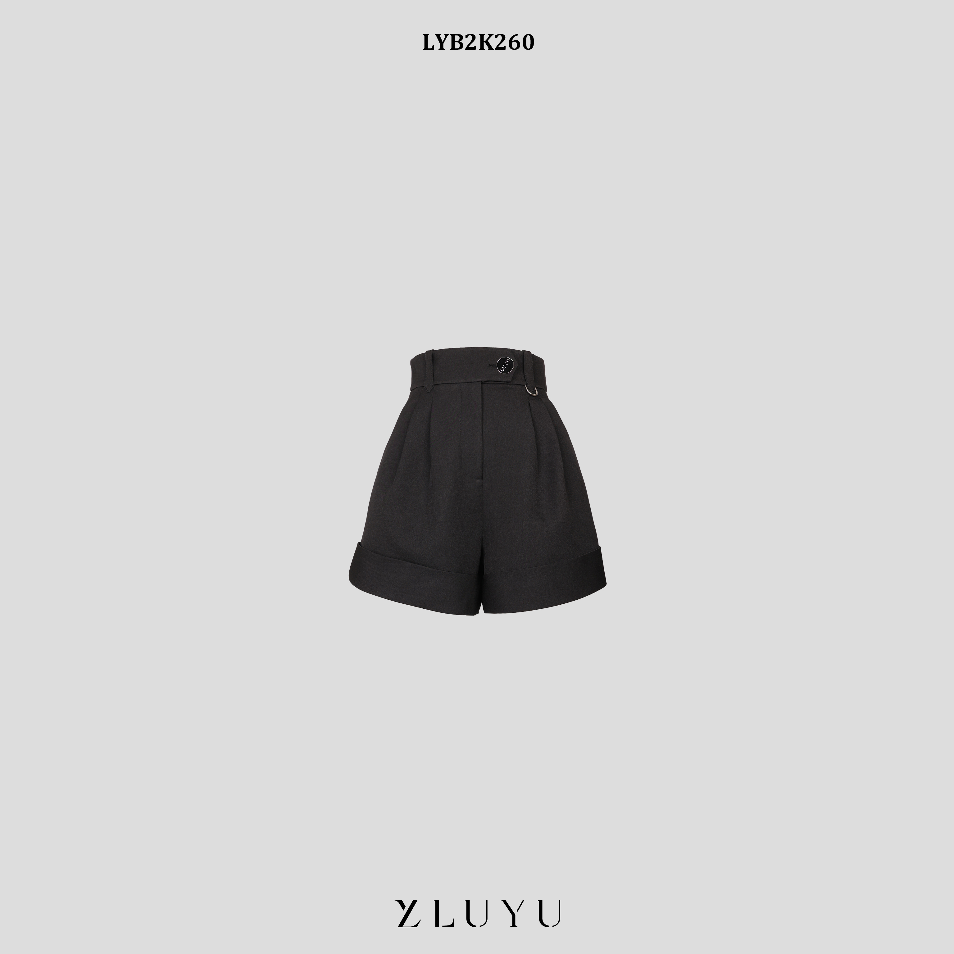 LUYU/鲁遇设计师时尚高腰黑色轻奢百搭显瘦宽松女士短裤LYB2K260