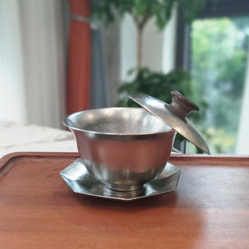 【原装正品】130ml内外双层纯钛家用三才盖碗