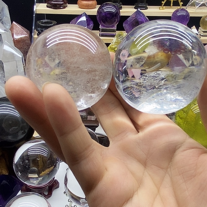 石材天然白水晶球摆件