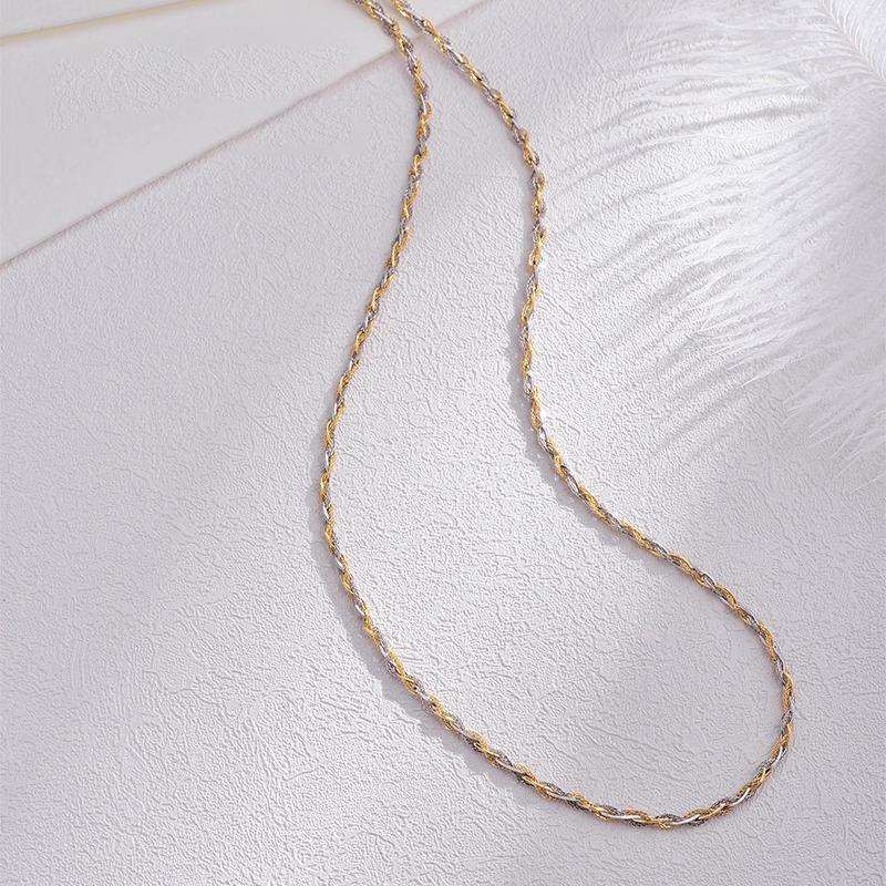 【波光蛇骨】18k金双色编织蛇骨素链精致百搭锁骨链多样性发其一