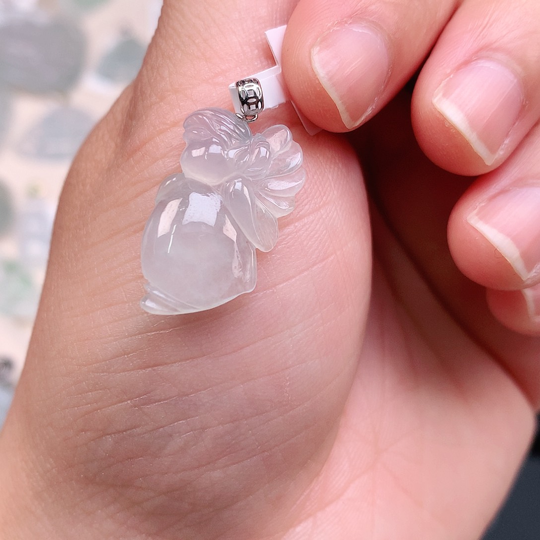 翡翠颈饰18K金镶嵌冰仙子