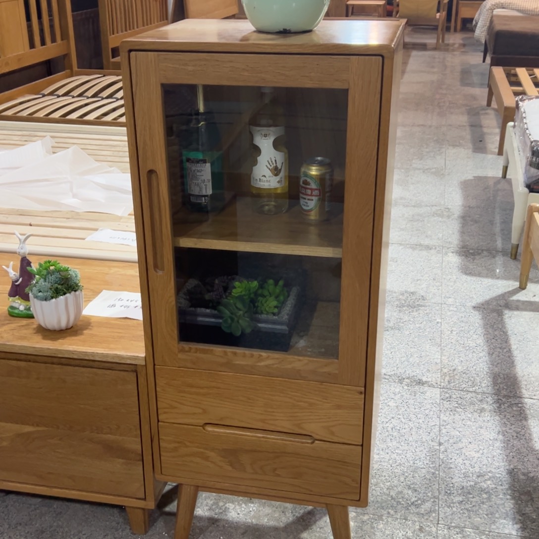 实木白橡木1.1米高酒柜展示柜