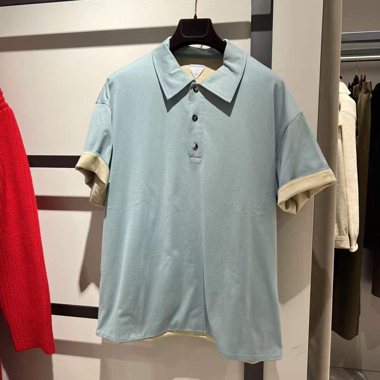 未使用 BOTTEGA VENETA/葆蝶家 /七七/双色短袖POLO衫