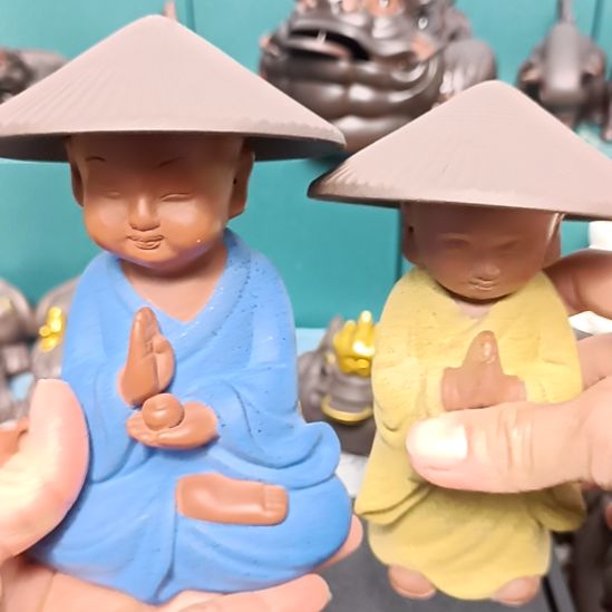 茶宠紫砂小和尚过滤组合2件茶宠摆件