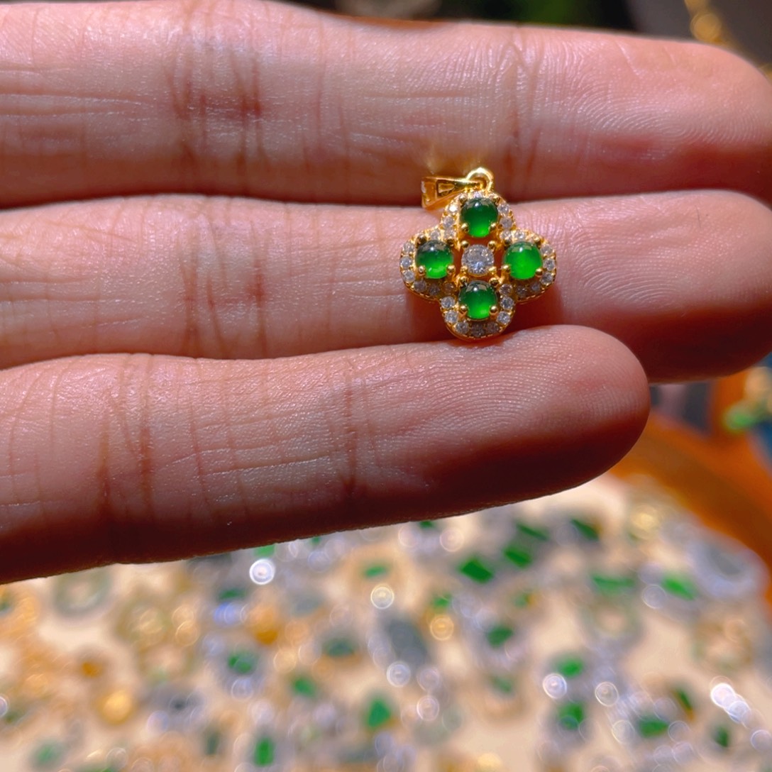 翡翠银S925镶嵌吊坠(不含链)