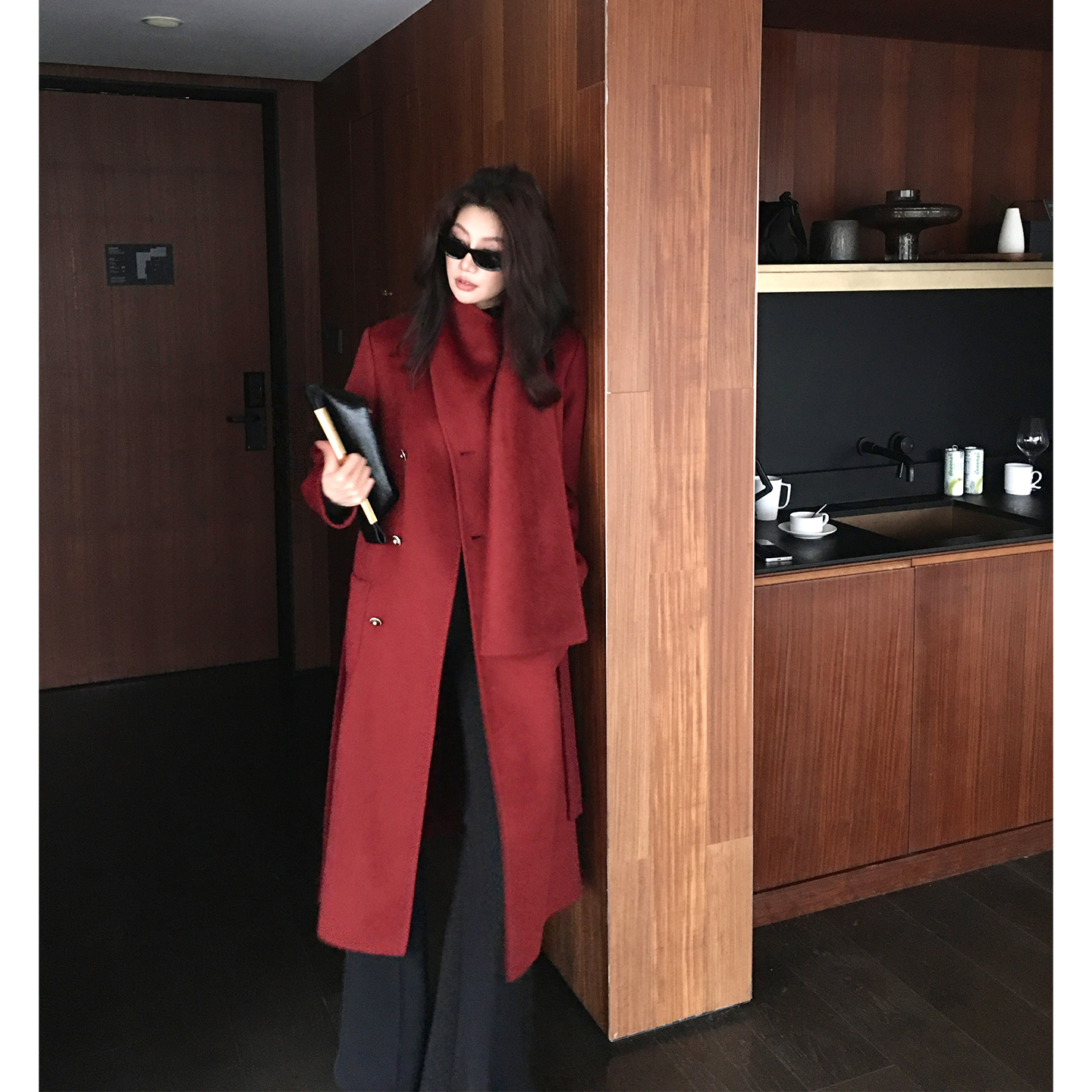 【ALONE SAVOR】龍喜儿苏黎世的冬高级牦牛绒双排扣外套D198