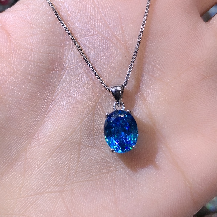 颈饰银S925镶嵌海蓝宝石白810