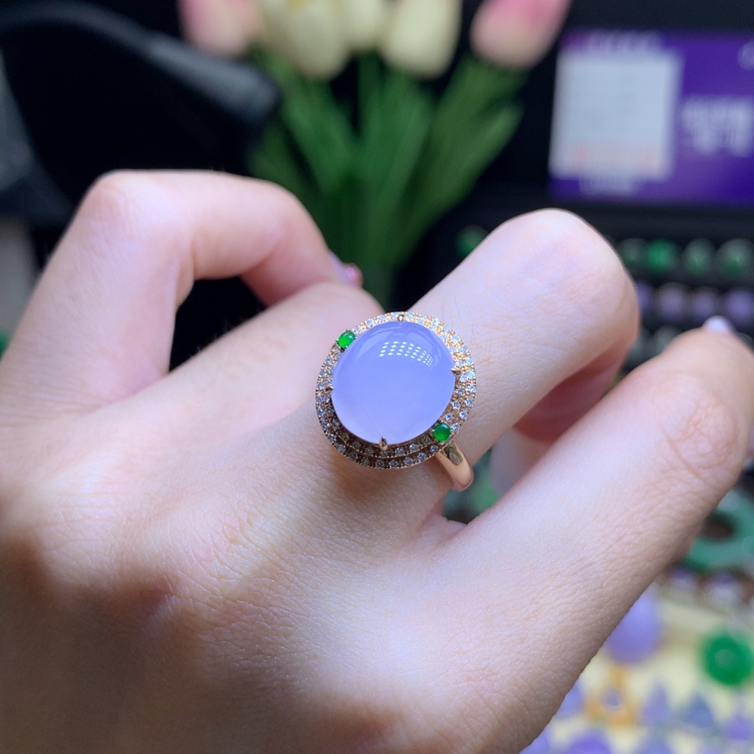 翡翠18K金镶嵌颈饰天然