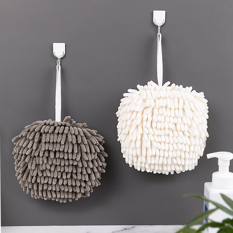 雪尼尔擦手球厨房速干毛巾擦手巾卫生间挂式擦手布吸水巾加厚抹布