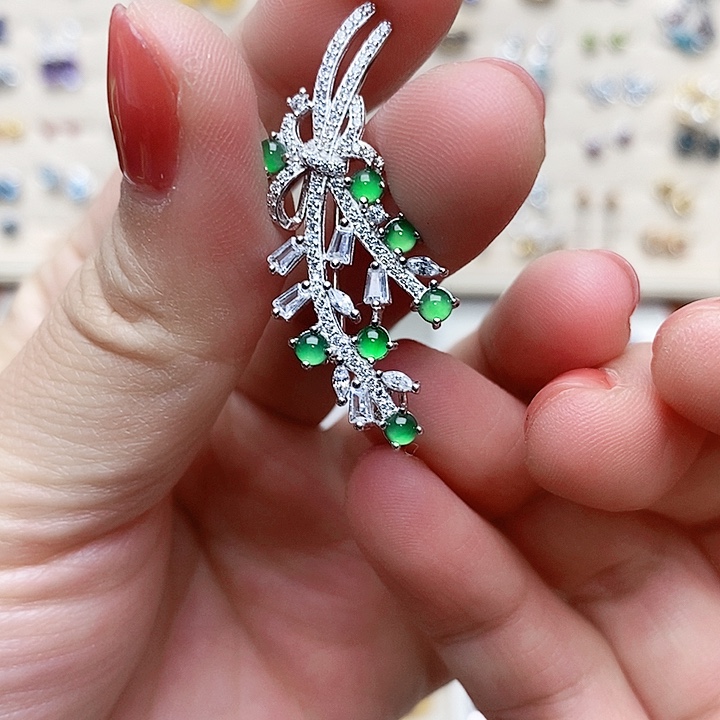 翡翠吊坠(不含链)银S925镶嵌吊坠