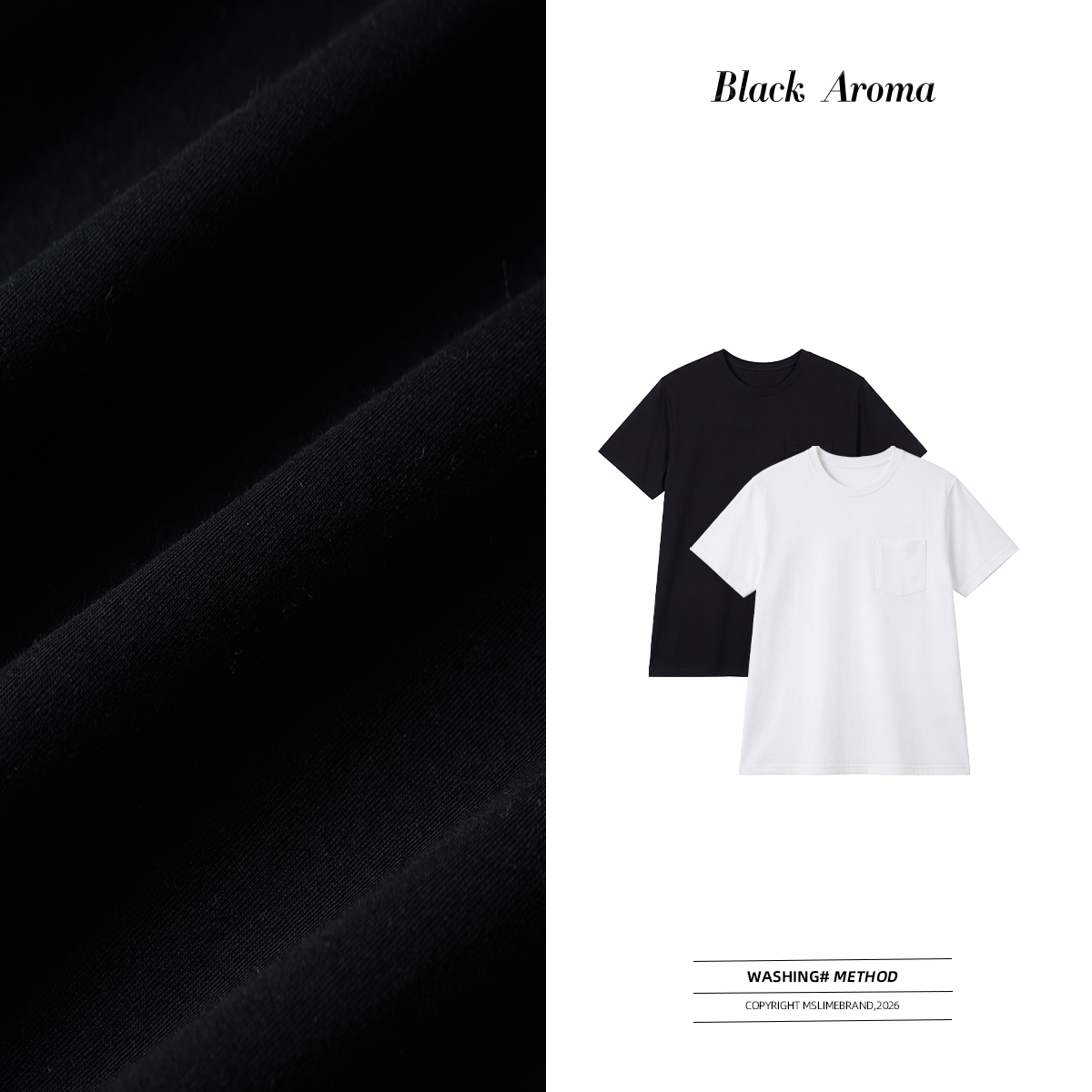 Black Aroma 100匹马棉云朵透气懒人百搭王短袖T恤 BA2D0003