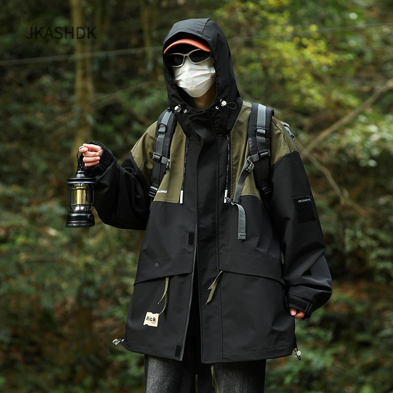 JKASHDK欧洲站冲锋衣男士春秋季2025新款加肥加大码外套户外机能