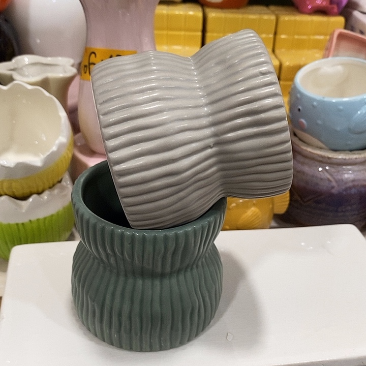 陶摆件陶盆有孔 瑕疵针孔漏釉介意勿拍外口 8外高8