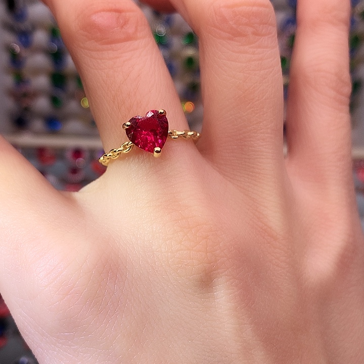 红宝石戒指银S925镶嵌