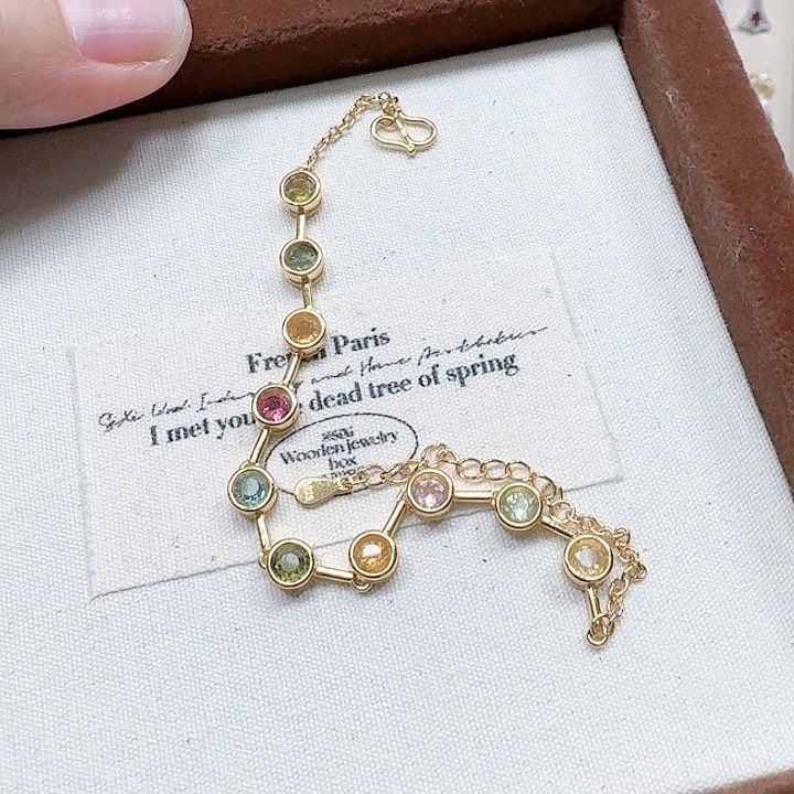 碧玺手链银S925镶嵌手链