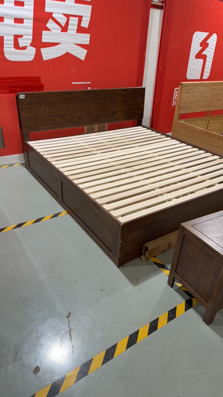 y's'ys红橡木箱体床黑胡桃色