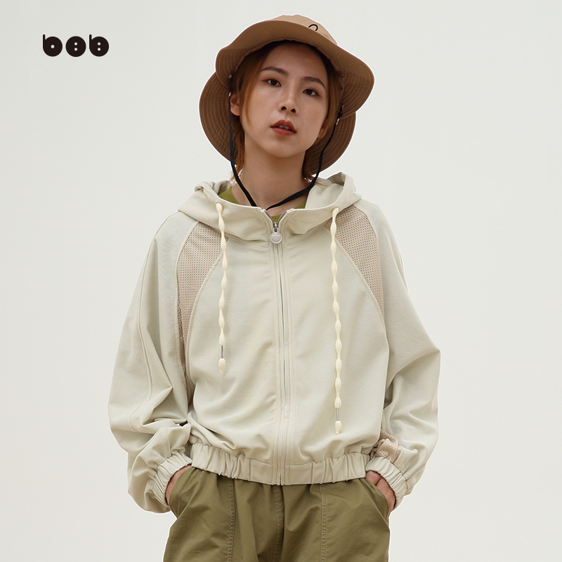 【商场同款】白目自连帽短外套女2024春装新品简约运动风百搭上衣