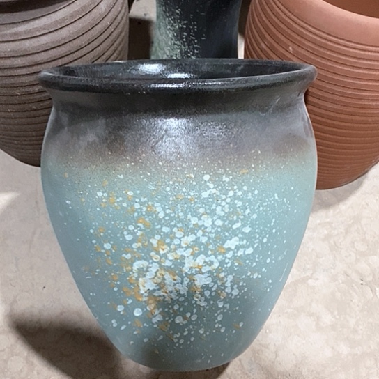 紫砂花盆口27高度30绿泼墨