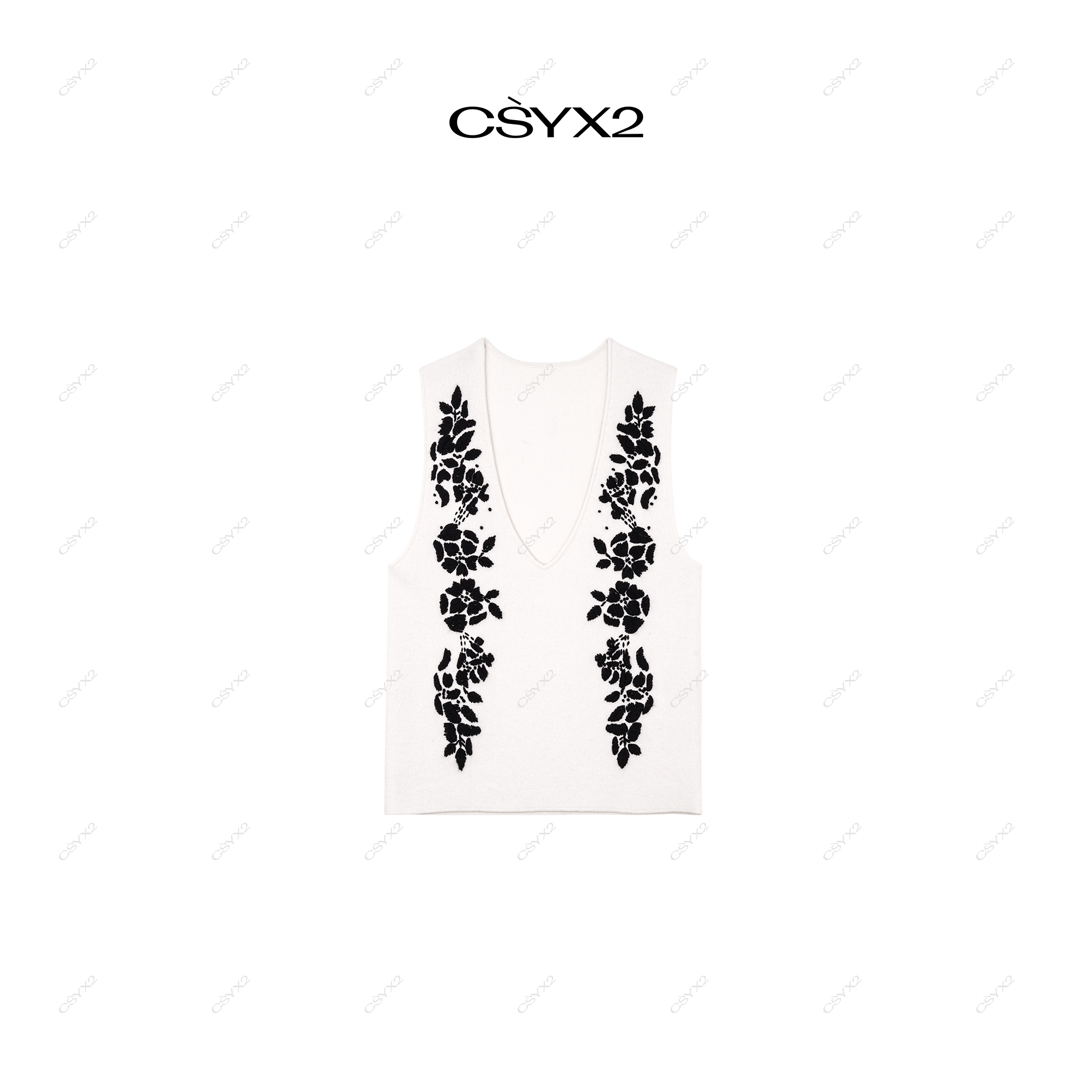 CsyX2-绣花时尚V领马甲CA4DJ012