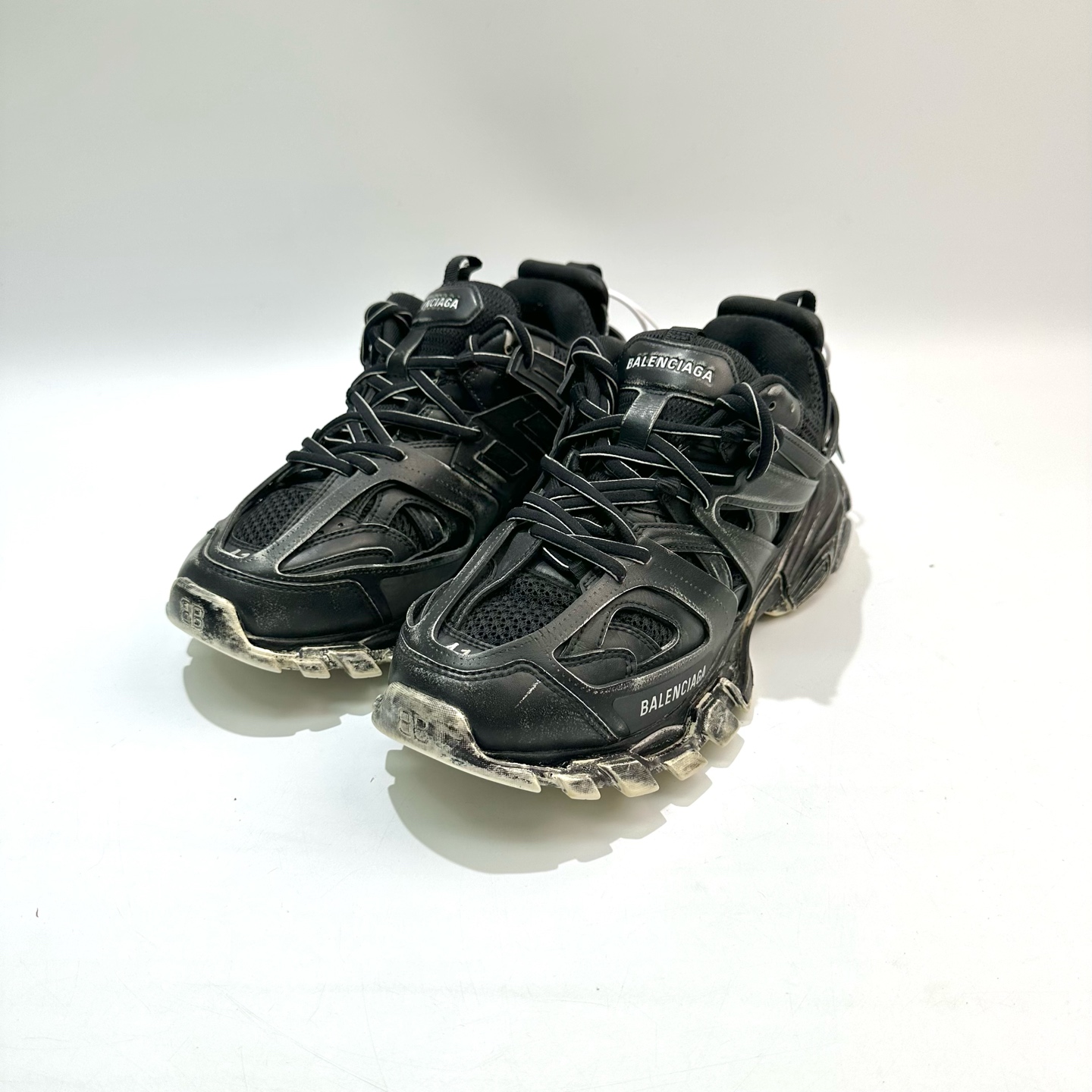 99新 Balenciaga/巴黎世家 41码 纯黑Track1.0老爹鞋 SY0498