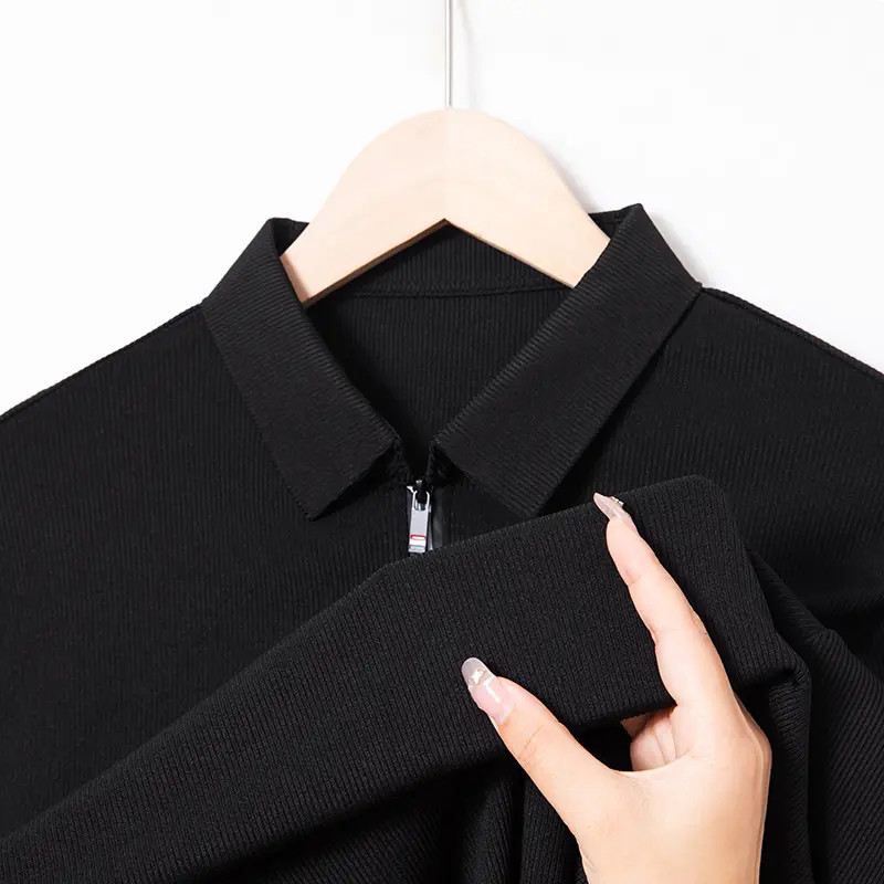 【BOOS】春秋新款时尚休闲百搭半拉链长袖POLO衫中青年polo衫男款商