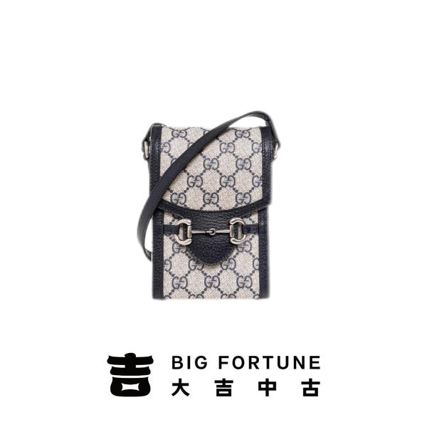 99新 GUCCI/古驰 大吉中古/sz/Gucci蓝黑色1955马衔扣手机包