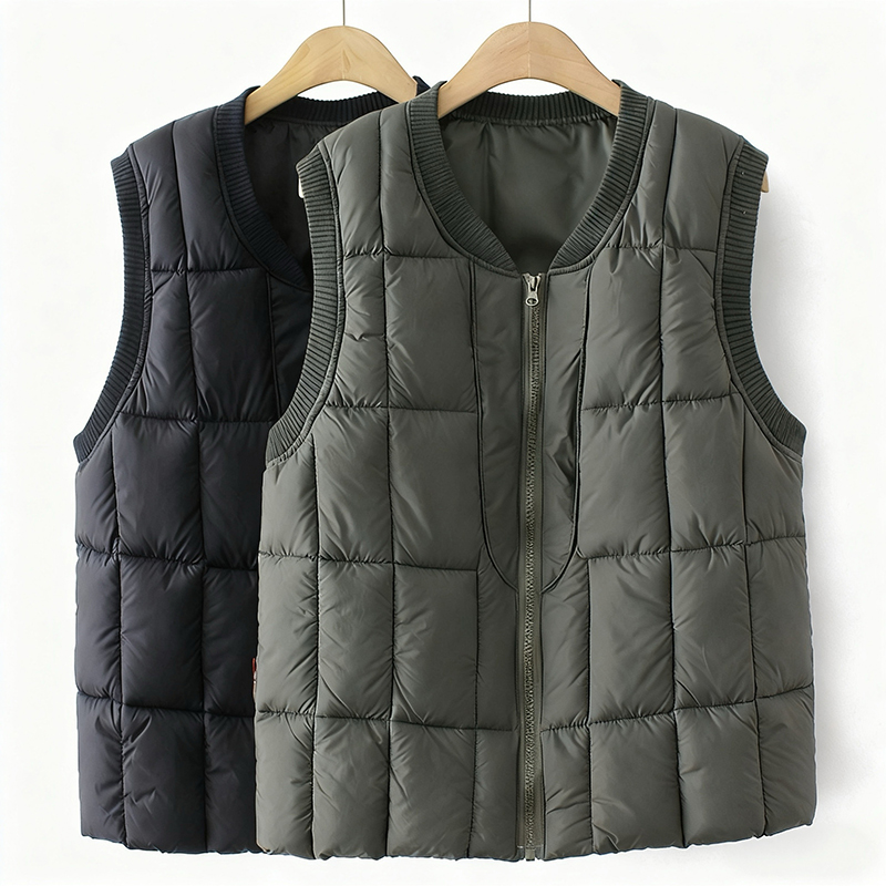 白鸭绒马甲背心拉链螺纹袖防风保暖冬季保暖9977-PP