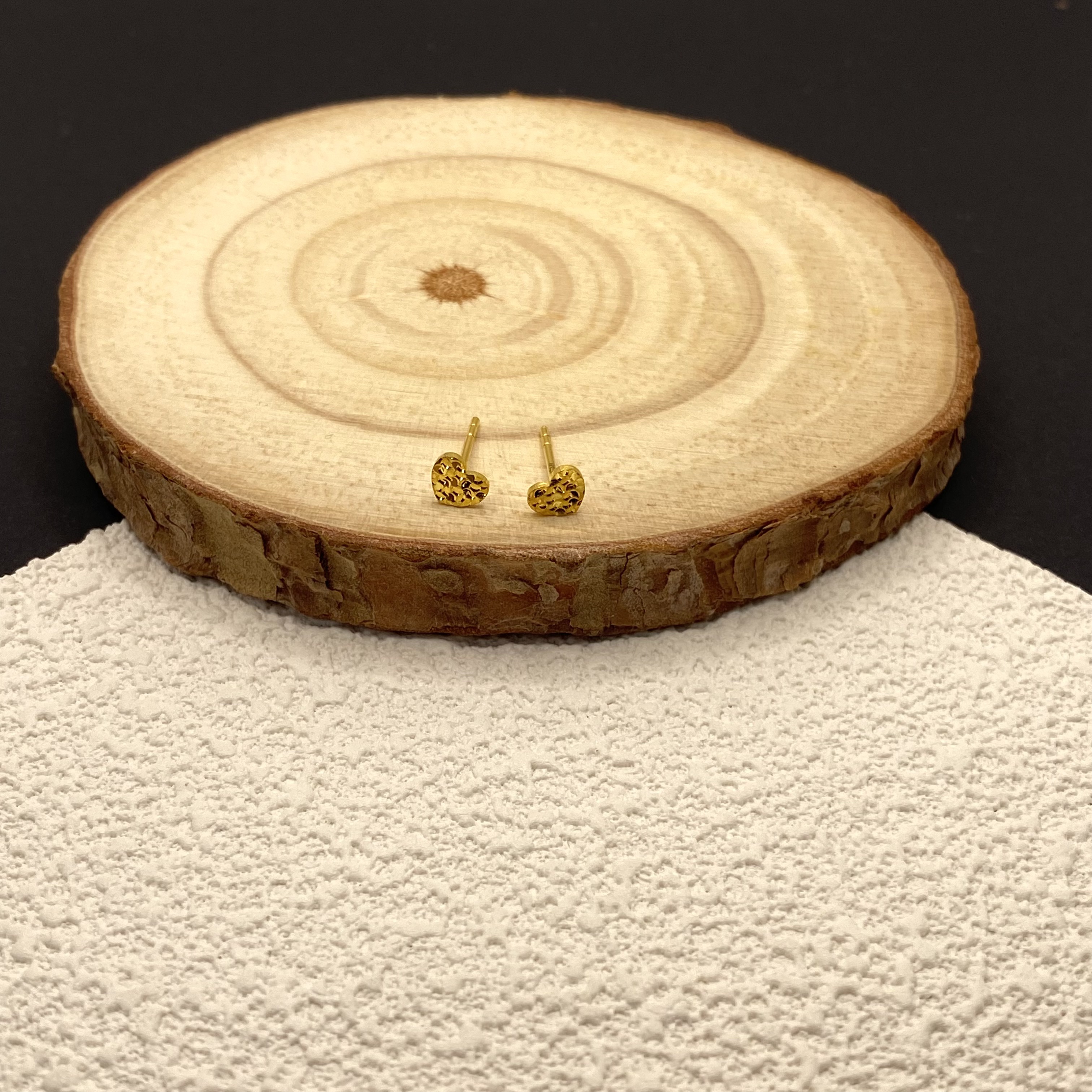 【金喜圆】足金999 5G碎冰冰爱心耳钉（直针）/带钢印证书