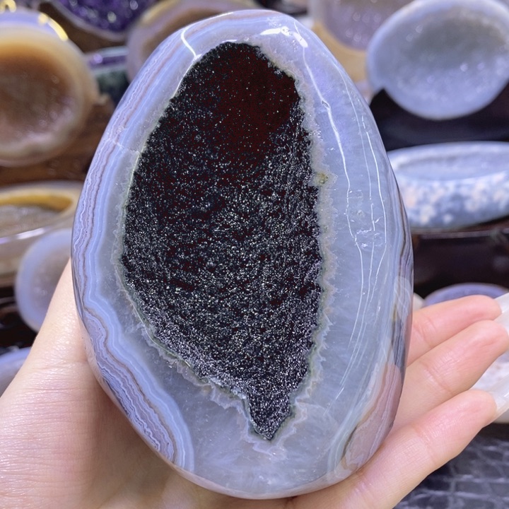 未镶嵌珠宝半成品水晶黑软洞