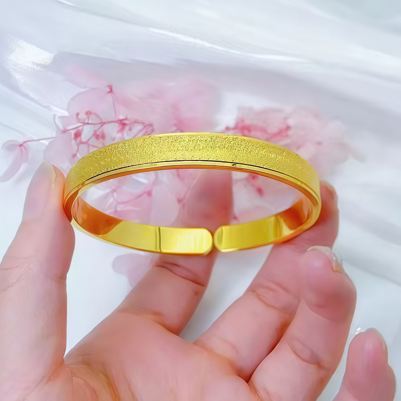 铜合金手镯 7N钉砂开口手镯女款气质轻奢时尚百搭镀K金不掉色