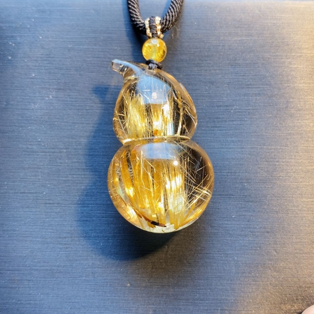 水晶颈饰未镶嵌天然水晶钛晶葫芦吊坠