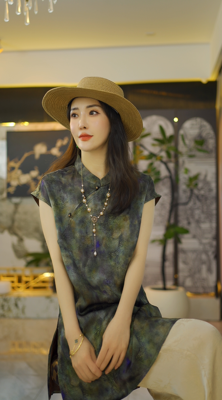 （云烟）国风连衣裙短袖老钱风复古提花上衣